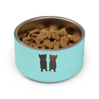 Cute Black & Brown Cat Pair  Pet Bowl  18oz