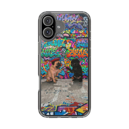 Clear Phone Case — Colorful Graffiti Pugs Design