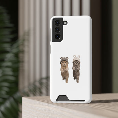 Kawaii Cats with Bear & Bunny  Cute Cat Duo Phone Card Case
