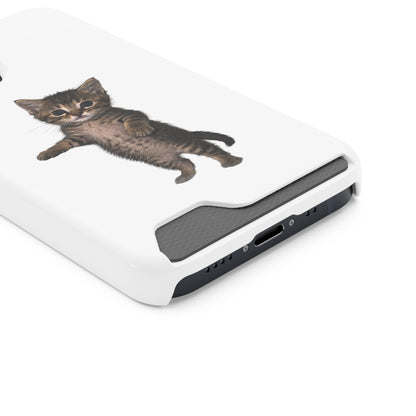 Cute Standing Kitten Phone Case with Card Holder