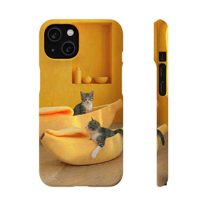 Cat Cozy Phone Case – Cute Kittens in Yellow Living Room Snap Case