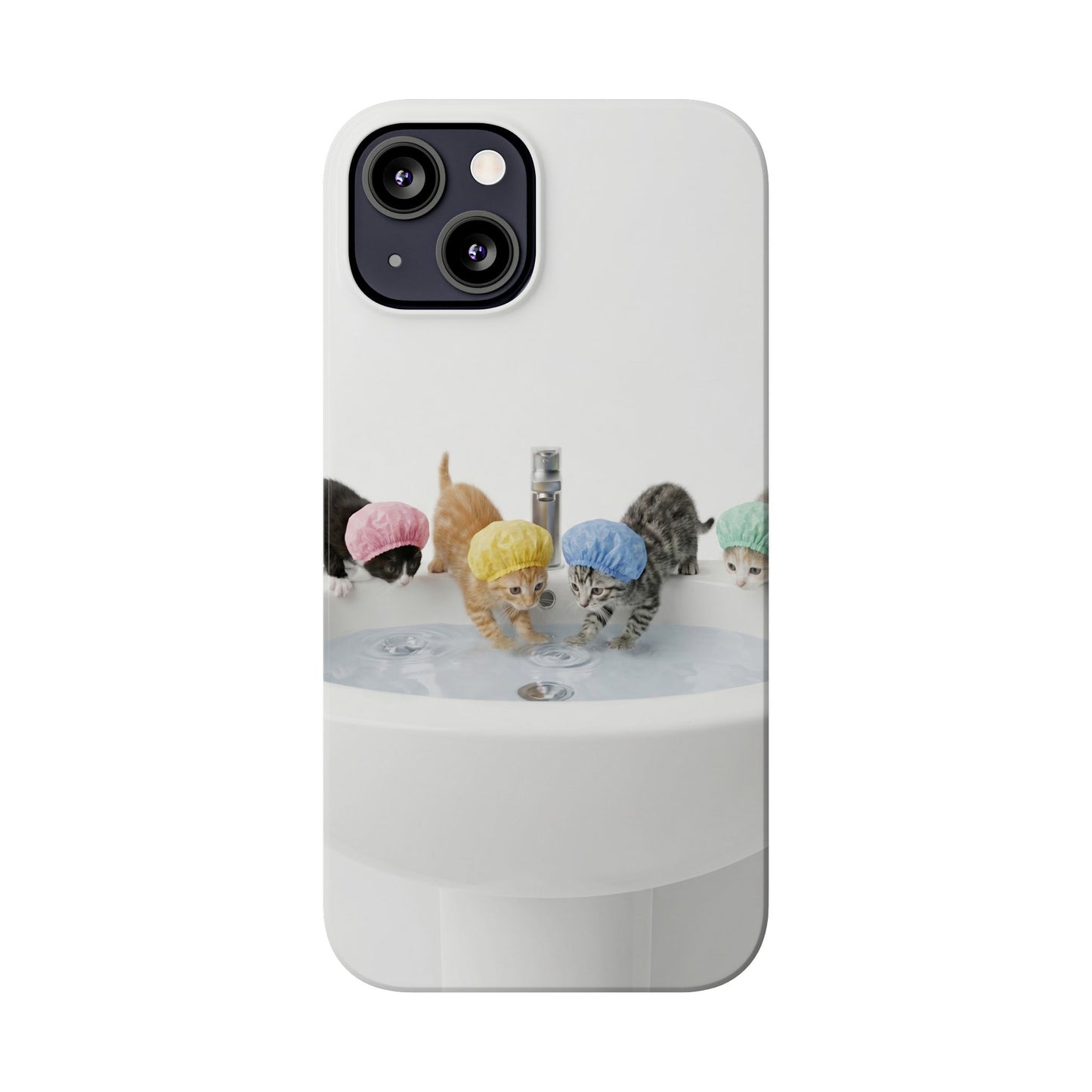 Slim Phone Case — Cute Kittens in Bathtub Design