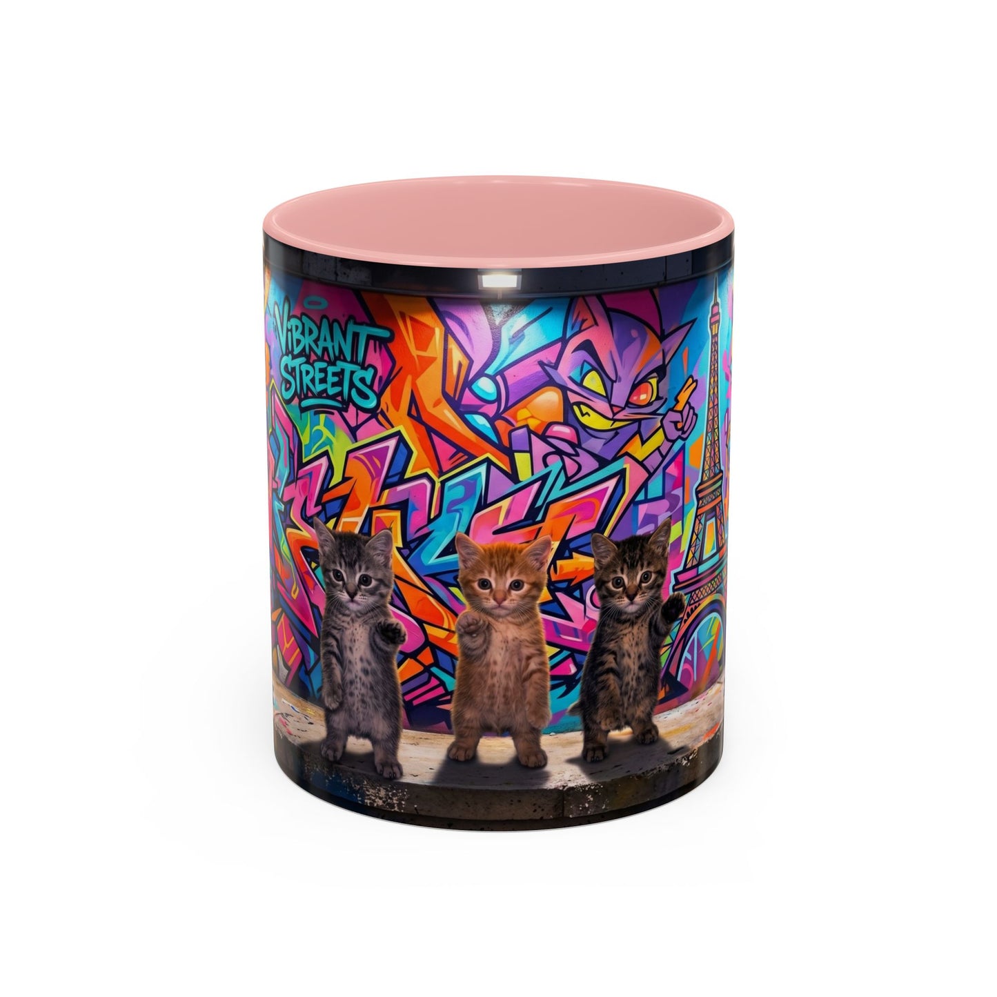 Street Kitties Graffiti Coffee Mug — Colorful Cat Art Accent Mug (11/15oz)