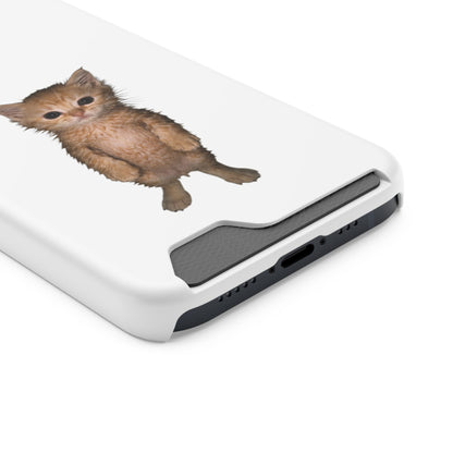 Cute Standing Kitten Phone Case with Card Holder