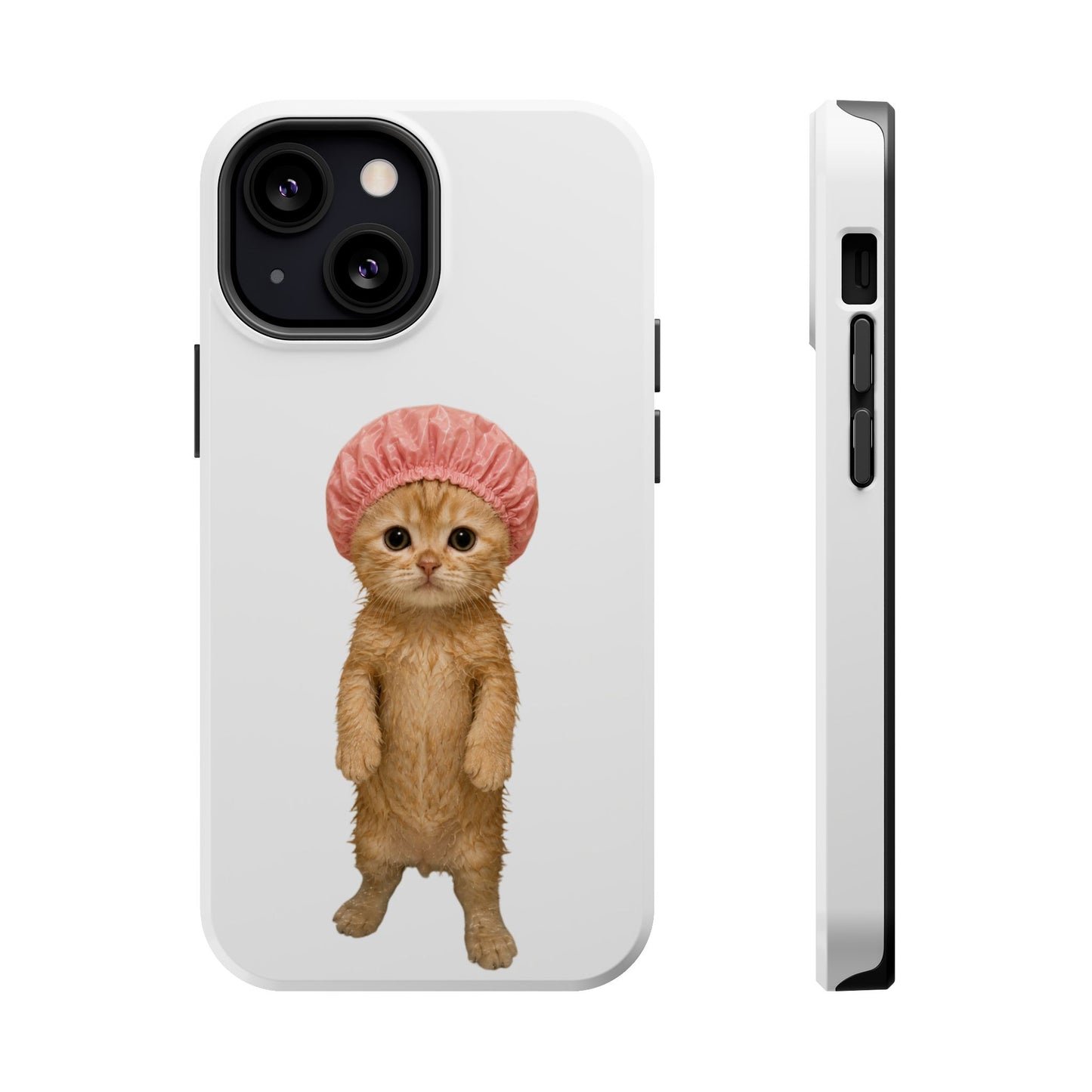 Cute Kitten in Shower Cap Magnetic Impact-Resistant Phone Case