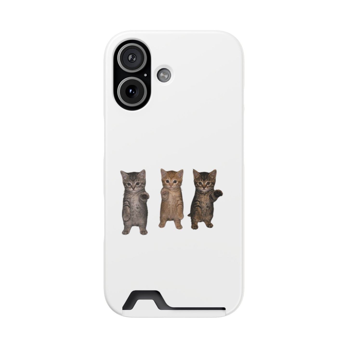 Cute Trio Kittens Phone Case with Card Holder