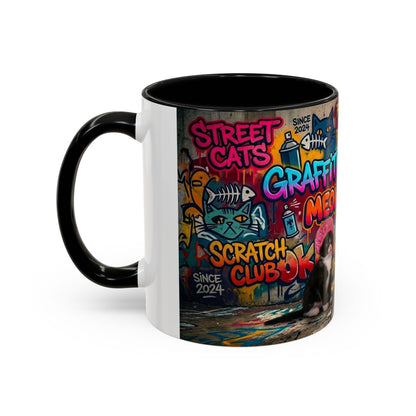 Graffiti Meow Squad Accent Coffee Mug — Cute Kittens ‘Purr-ject’ Street Art Design (11/15oz)