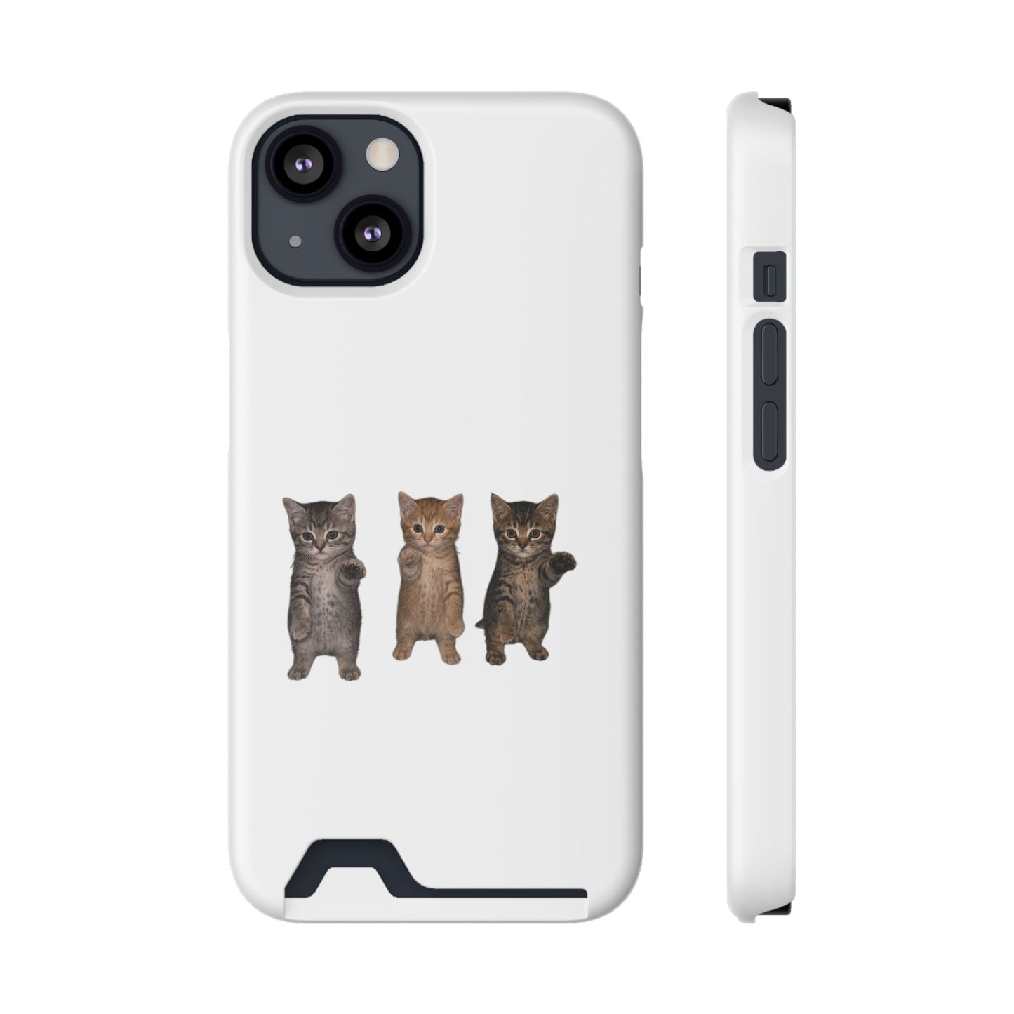 Cute Trio Kittens Phone Case with Card Holder