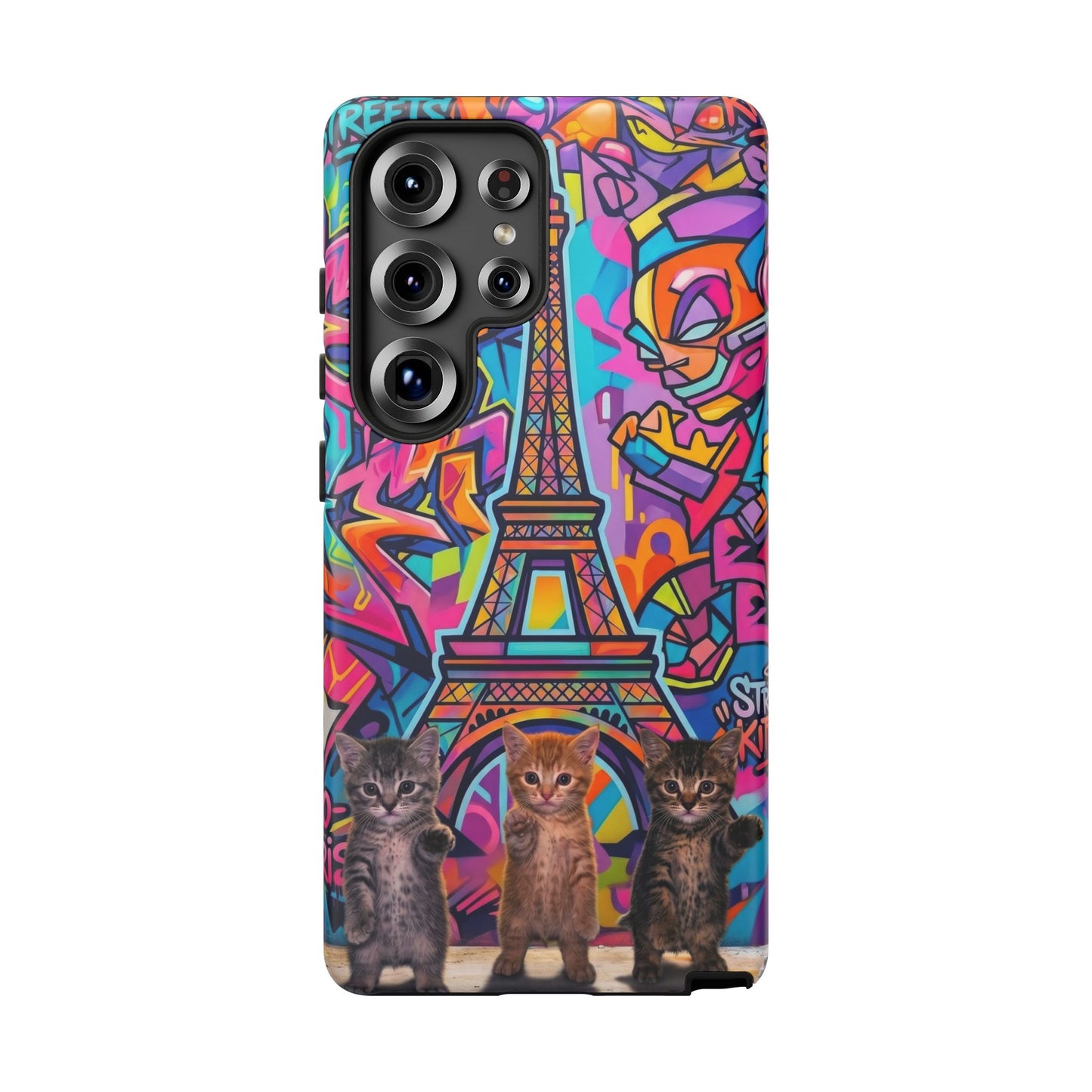 Cat Graffiti Eiffel Phone Case — Colorful Urban Parisian iPhone Cover