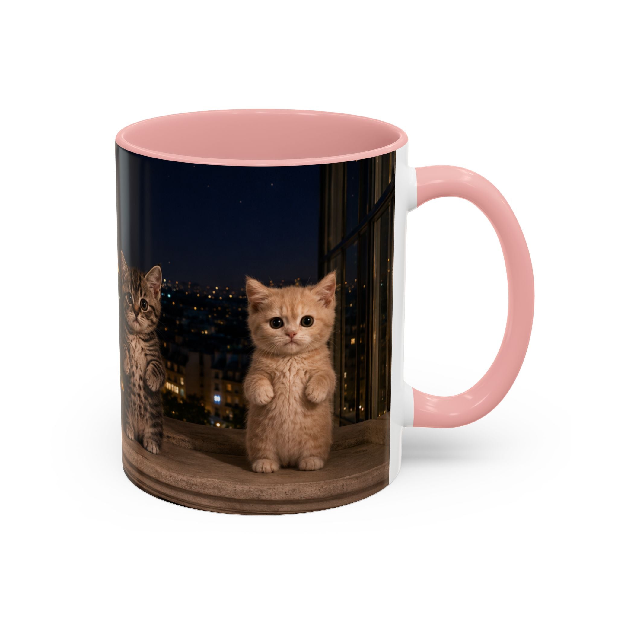 Paris Kittens Coffee Mug — Cute Cat Nightscape Accent Mug (11/15 oz)