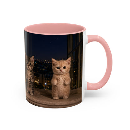 Paris Kittens Coffee Mug — Cute Cat Nightscape Accent Mug (11/15 oz)