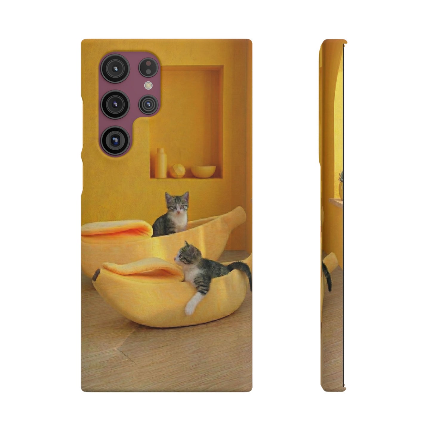 Cat Cozy Phone Case – Cute Kittens in Yellow Living Room Snap Case