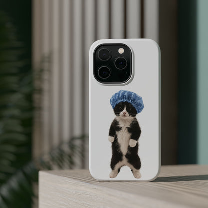 Cute Cat in Shower Cap Magnetic Impact-Resistant Phone Case