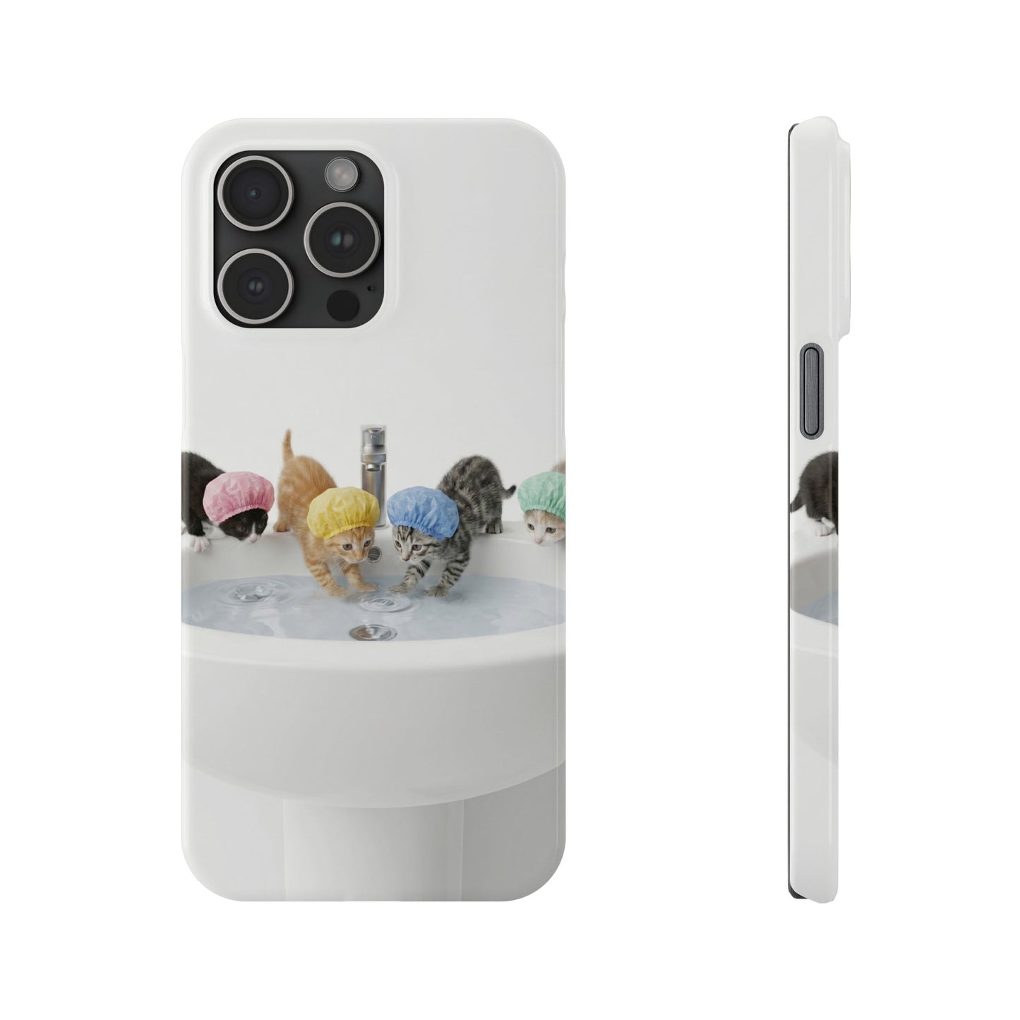 Slim Phone Case — Cute Kittens in Bathtub Design
