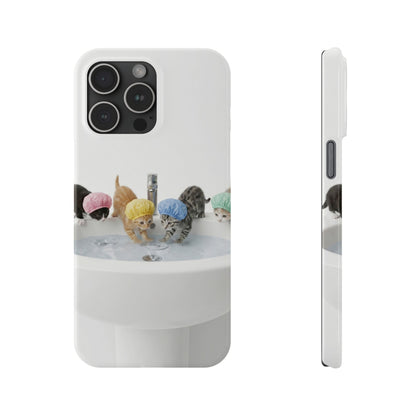 Slim Phone Case — Cute Kittens in Bathtub Design
