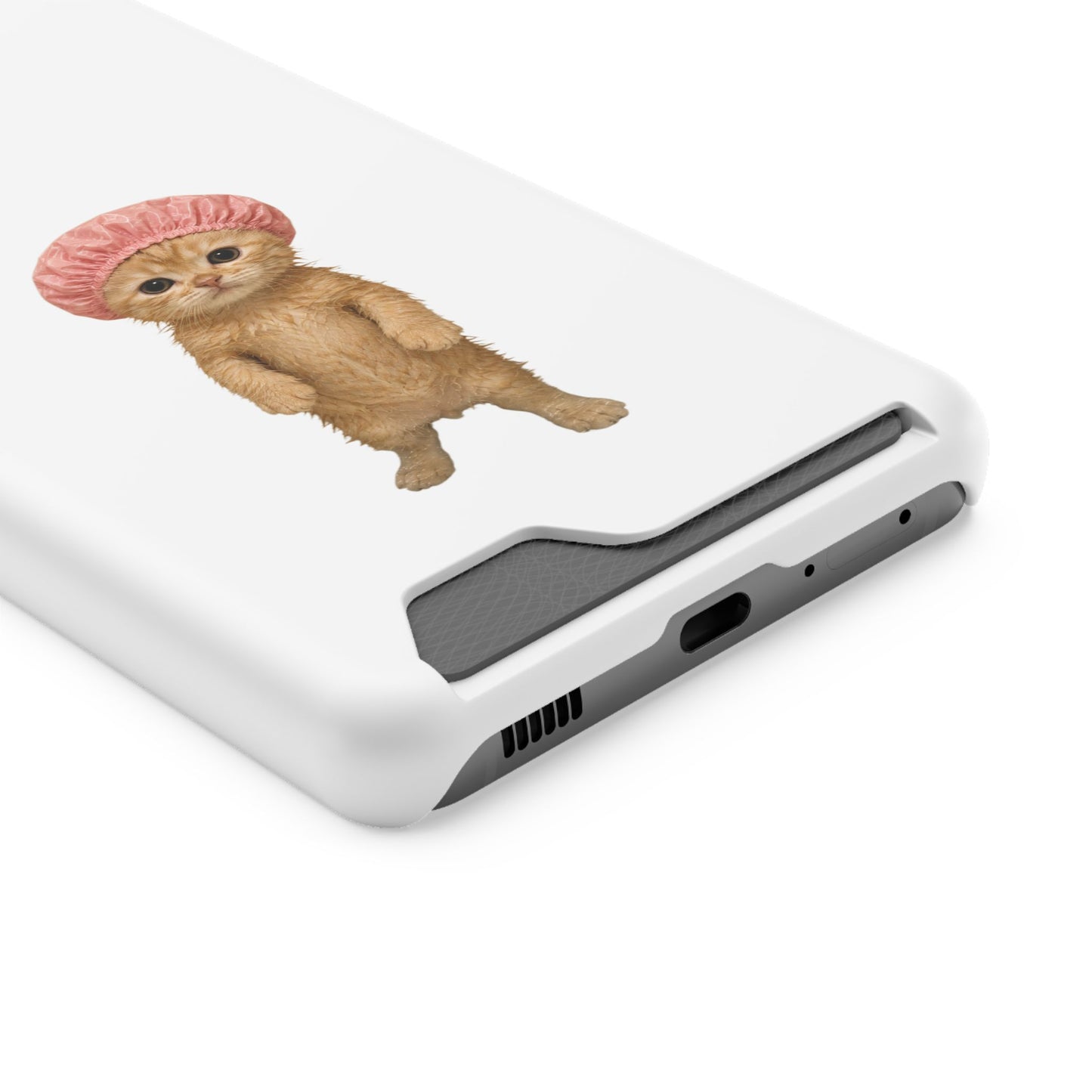 Cute Cat Shower Cap Phone Card Case