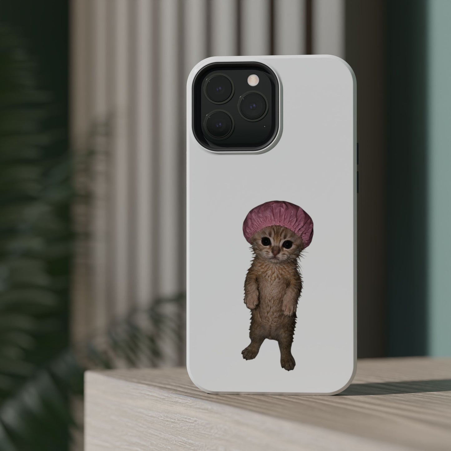 Cute Kitten in Shower Cap  Magnetic Impact-Resistant