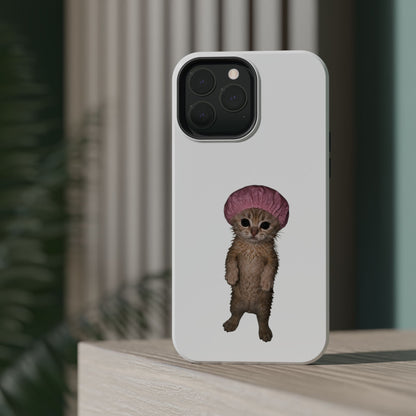 Cute Kitten in Shower Cap  Magnetic Impact-Resistant