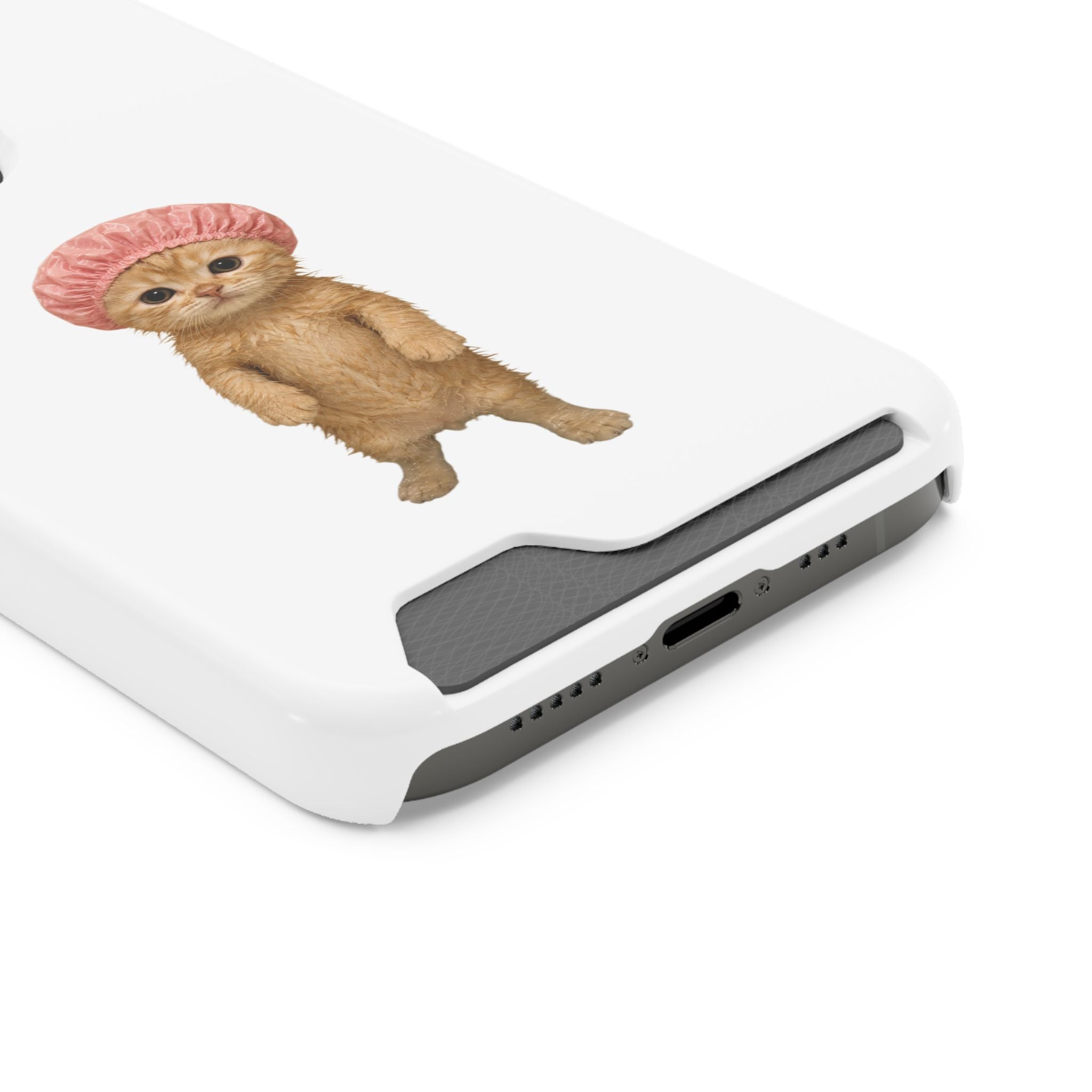Cute Cat Shower Cap Phone Card Case
