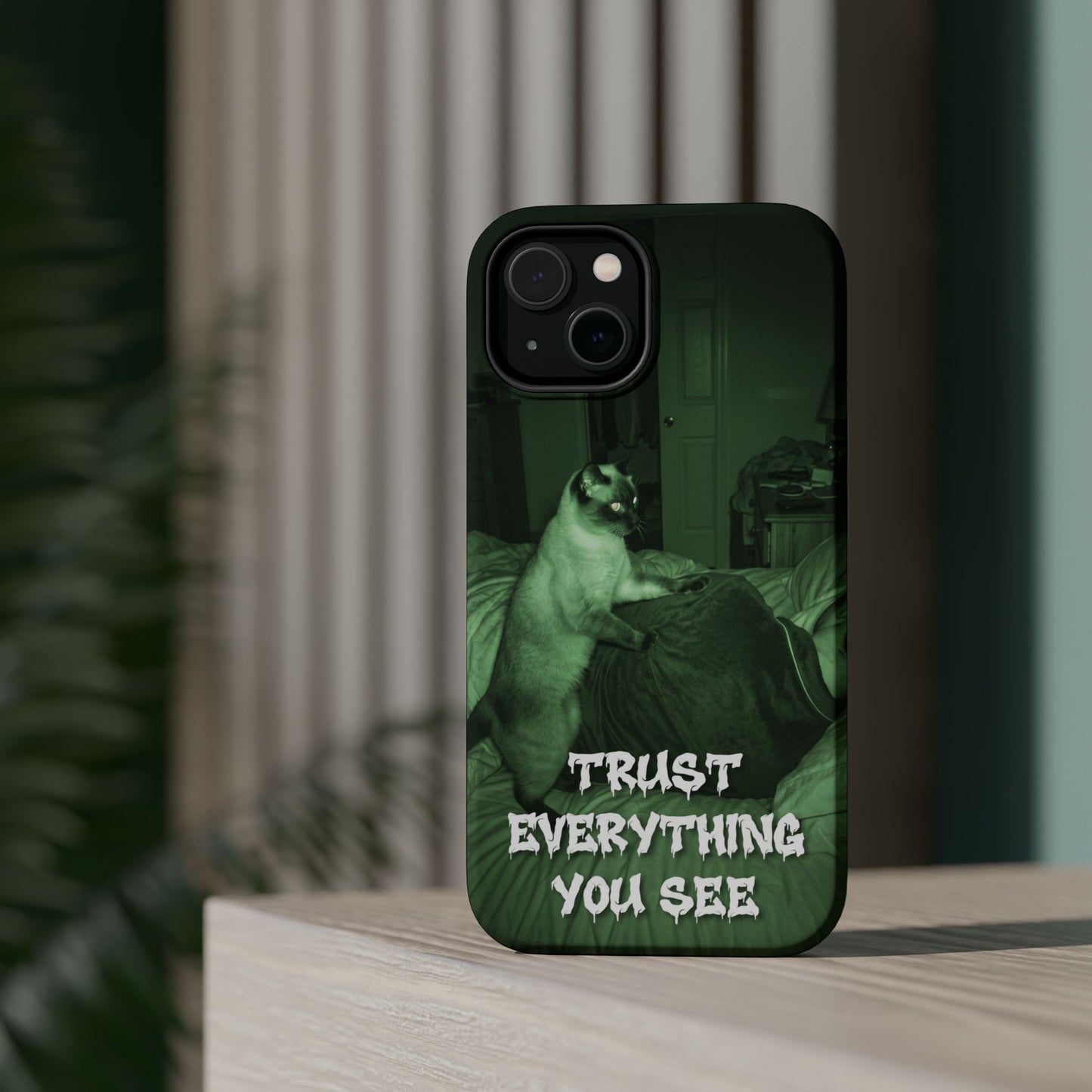 Phone Case 'Trust Everything You See' Green Dog Photo Magnetic Impact-Resistant Case