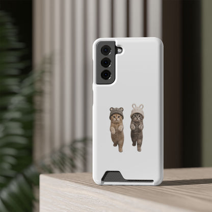 Kawaii Cats with Bear & Bunny  Cute Cat Duo Phone Card Case