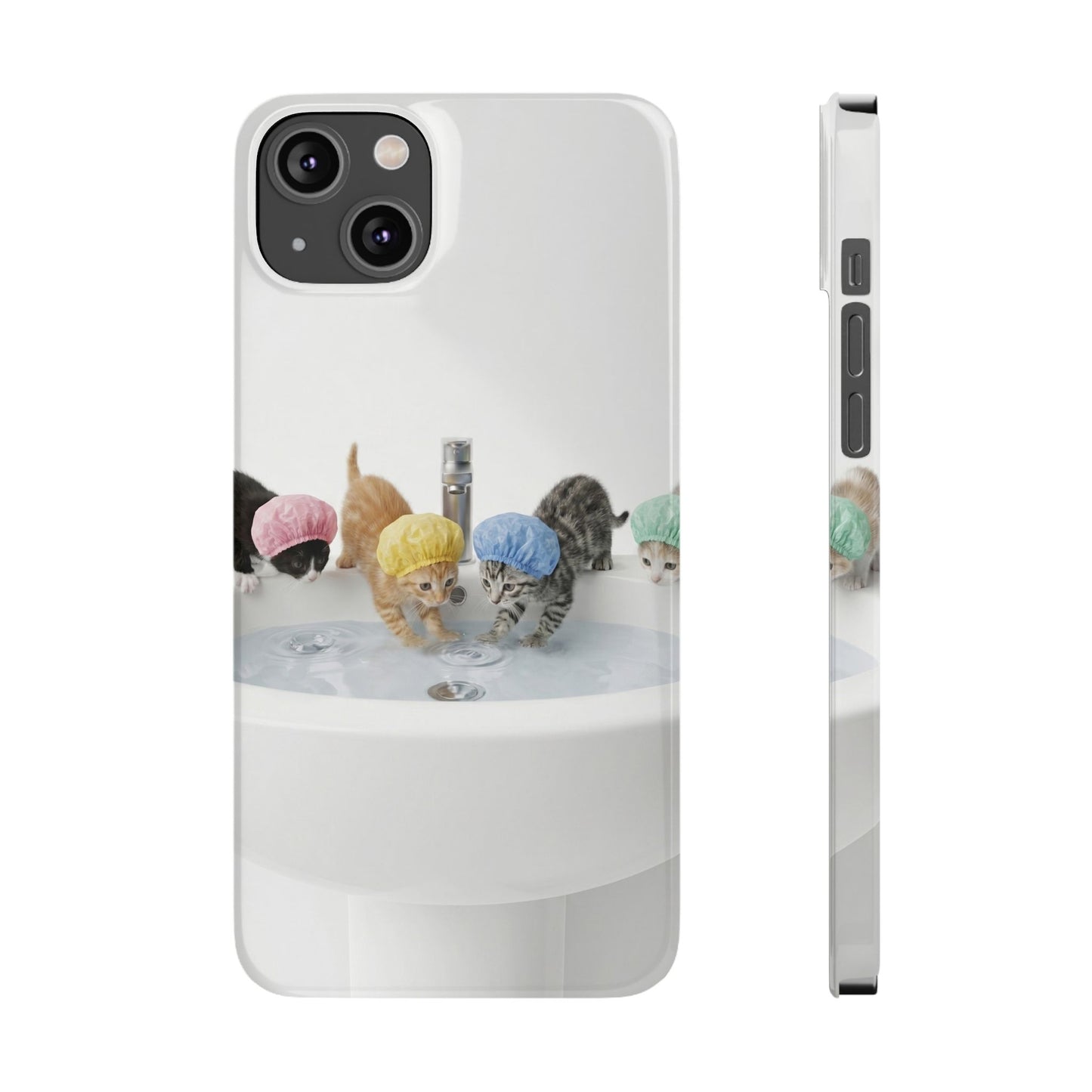 Slim Phone Case — Cute Kittens in Bathtub Design