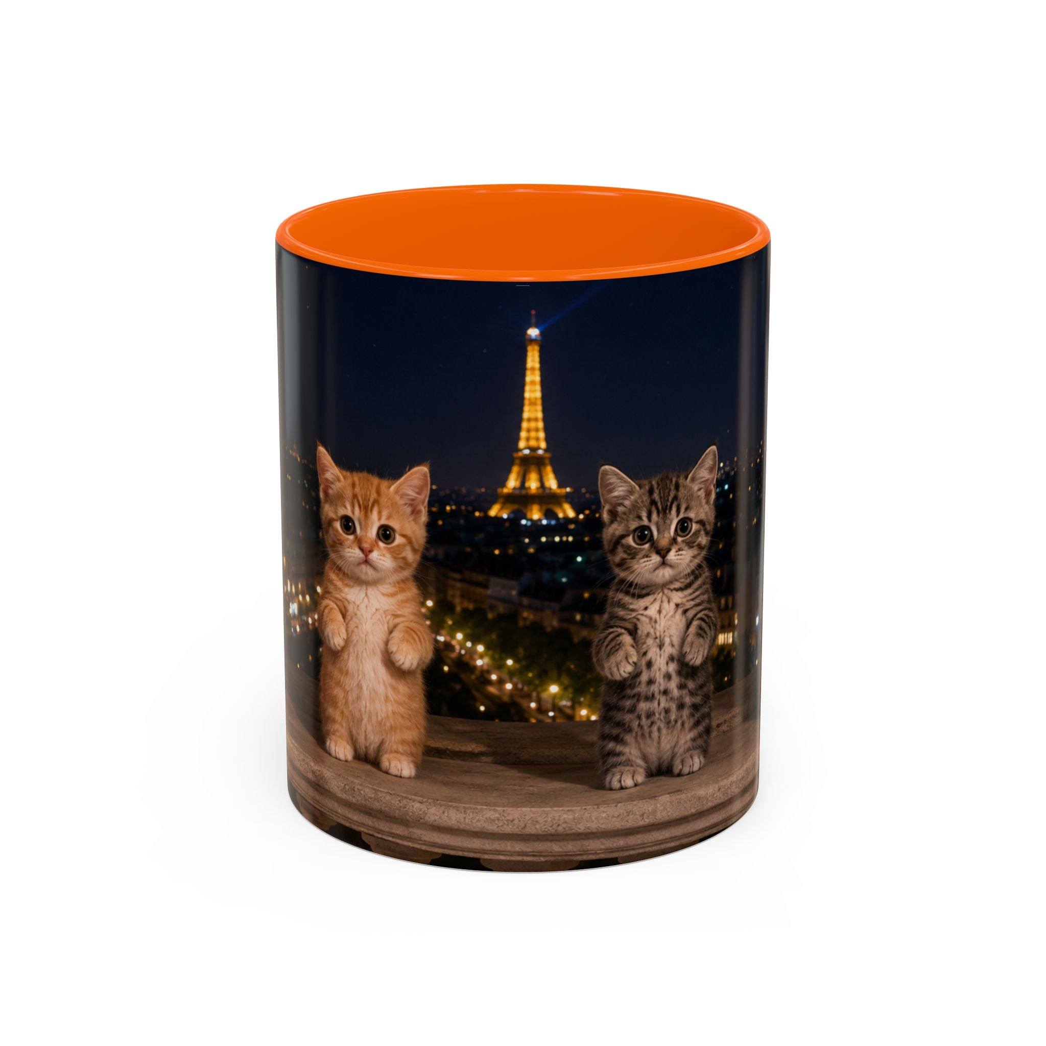 Paris Kittens Coffee Mug — Cute Cat Nightscape Accent Mug (11/15 oz)