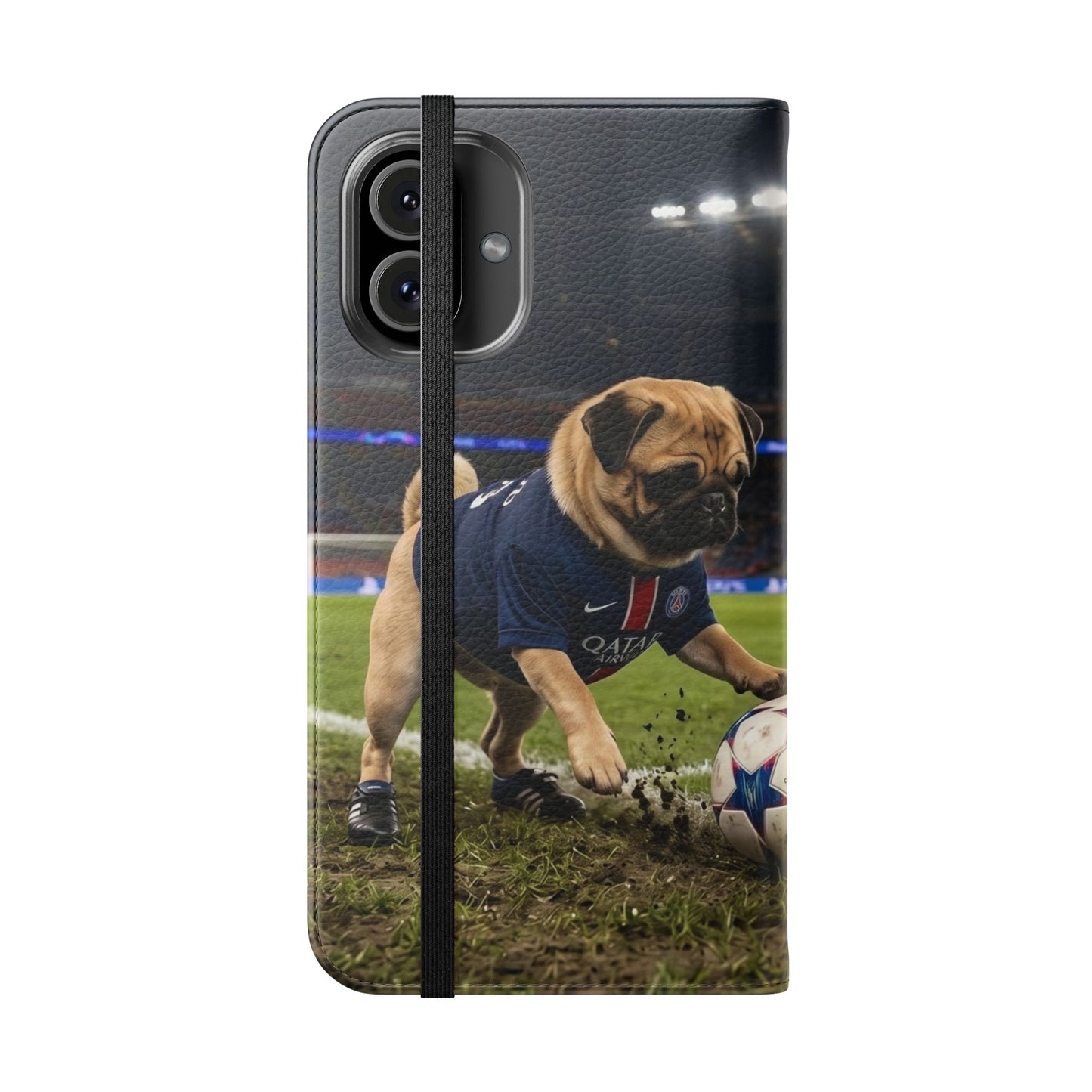 Flip Phone Case — Cute Soccer Pugs Design Wallet Cover