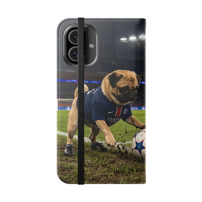 Flip Phone Case — Cute Soccer Pugs Design Wallet Cover