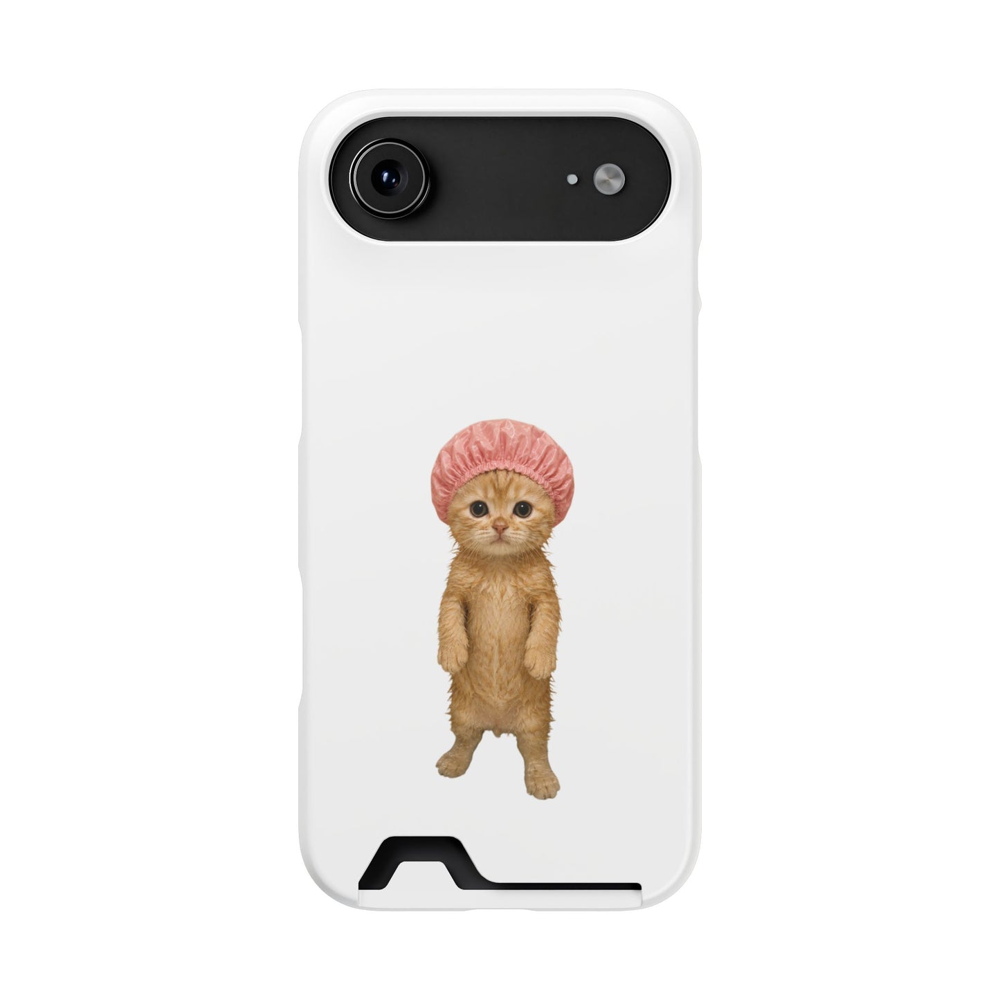 Cute Cat Shower Cap Phone Card Case