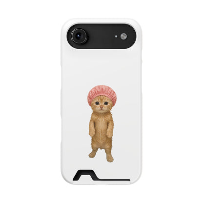 Cute Cat Shower Cap Phone Card Case