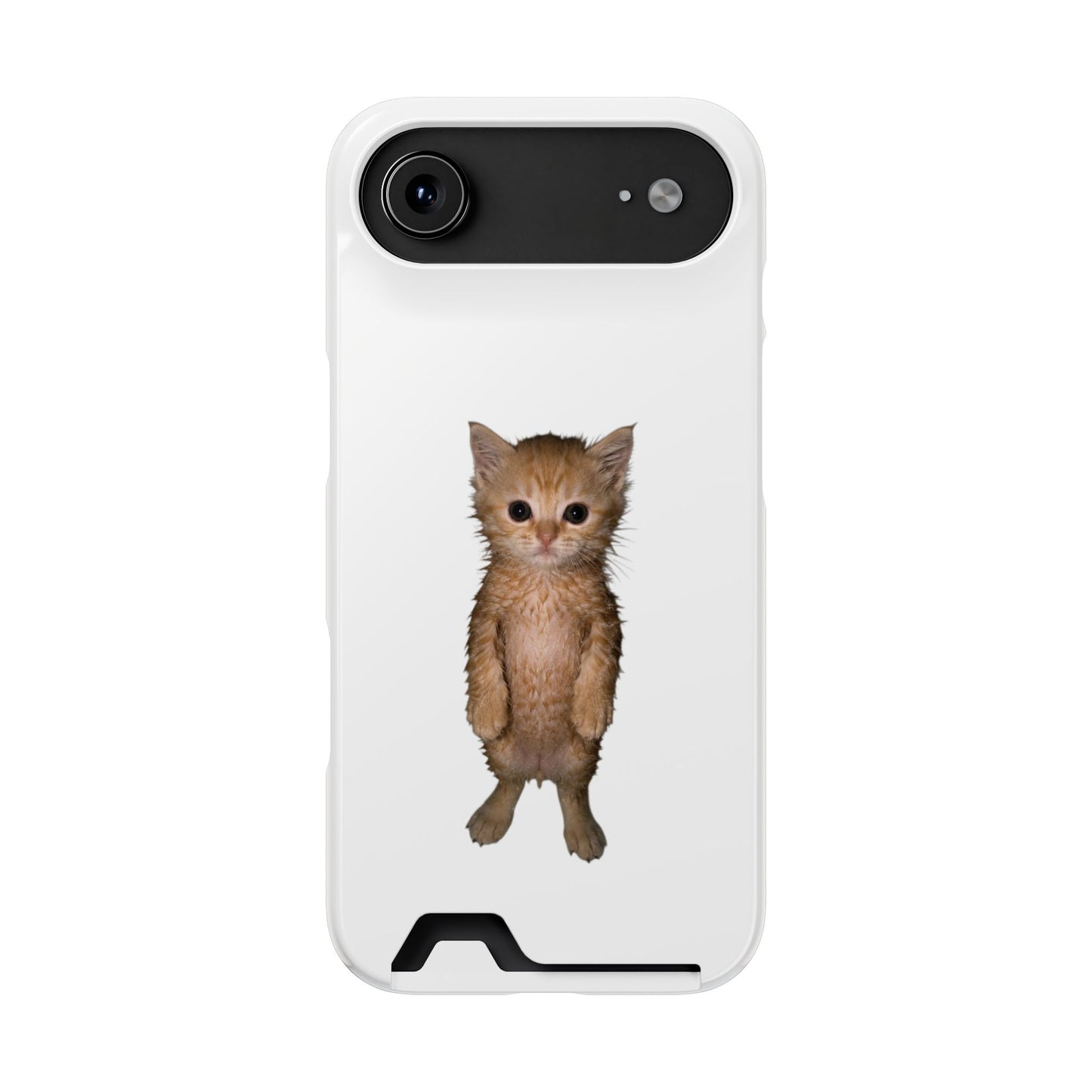 Cute Standing Kitten Phone Case with Card Holder