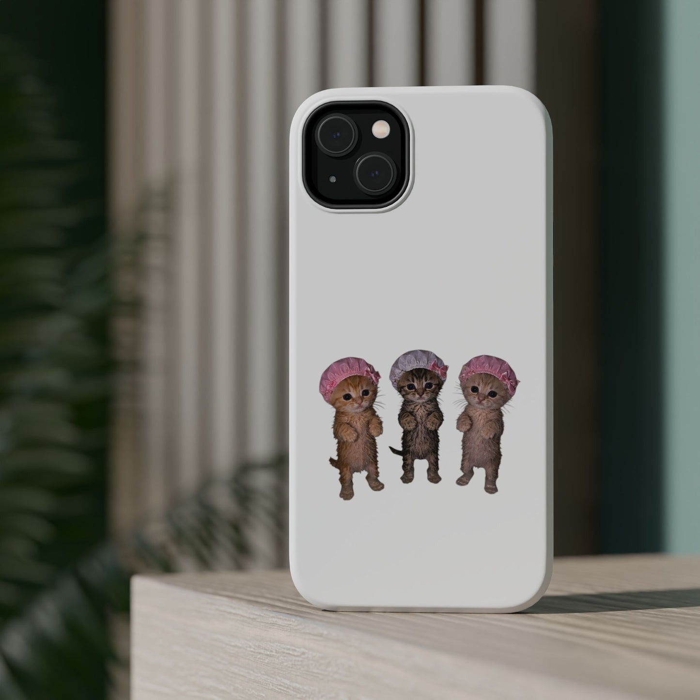 Cute Standing Kittens with Shower Caps  Phone Case