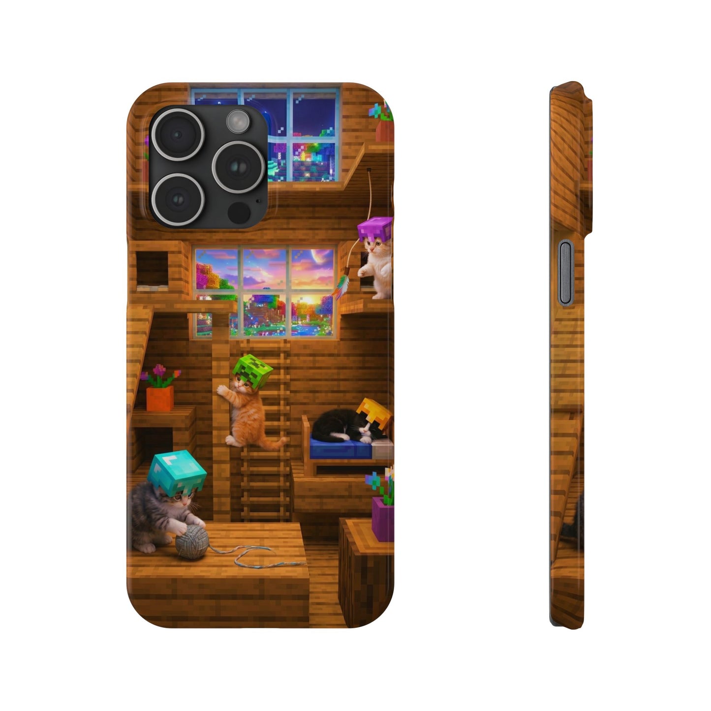 Minecraft Cozy Treehouse Slim Phone Case — Gamer Pixel Cabin Design