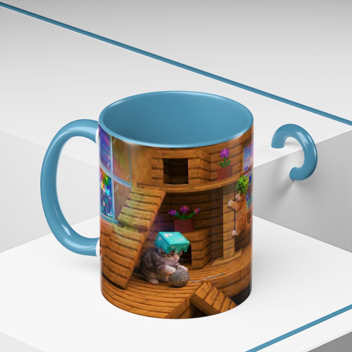 Cozy Cat Tree Accent Coffee Mug — Cute Kitten Window Scene (11/15 oz)