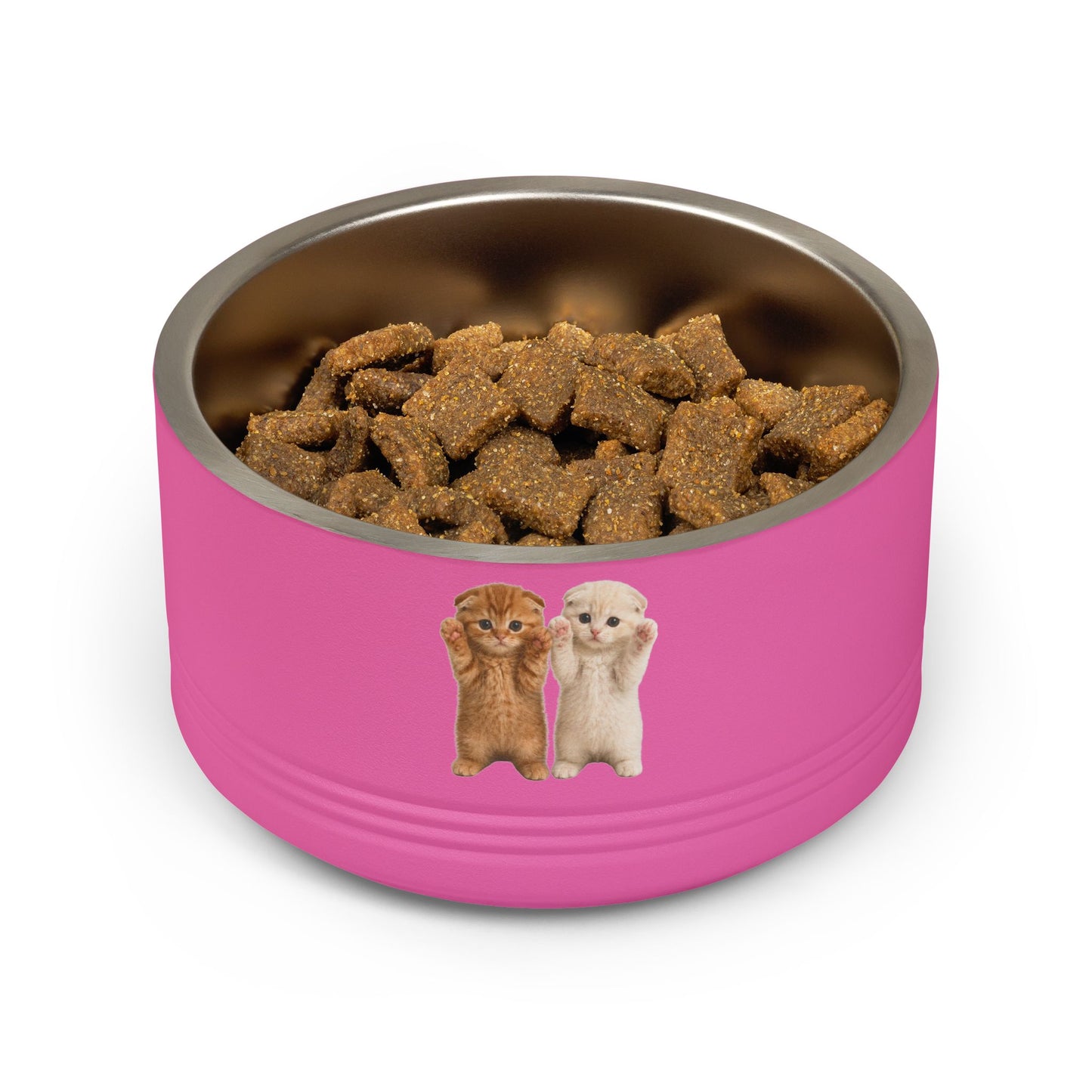 Cute Cat Kitten Pair 18oz Stainless Pet Bowl