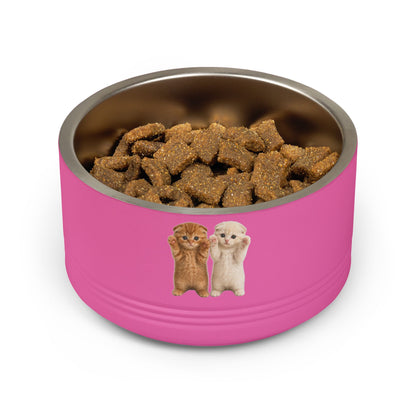 Cute Cat Kitten Pair 18oz Stainless Pet Bowl
