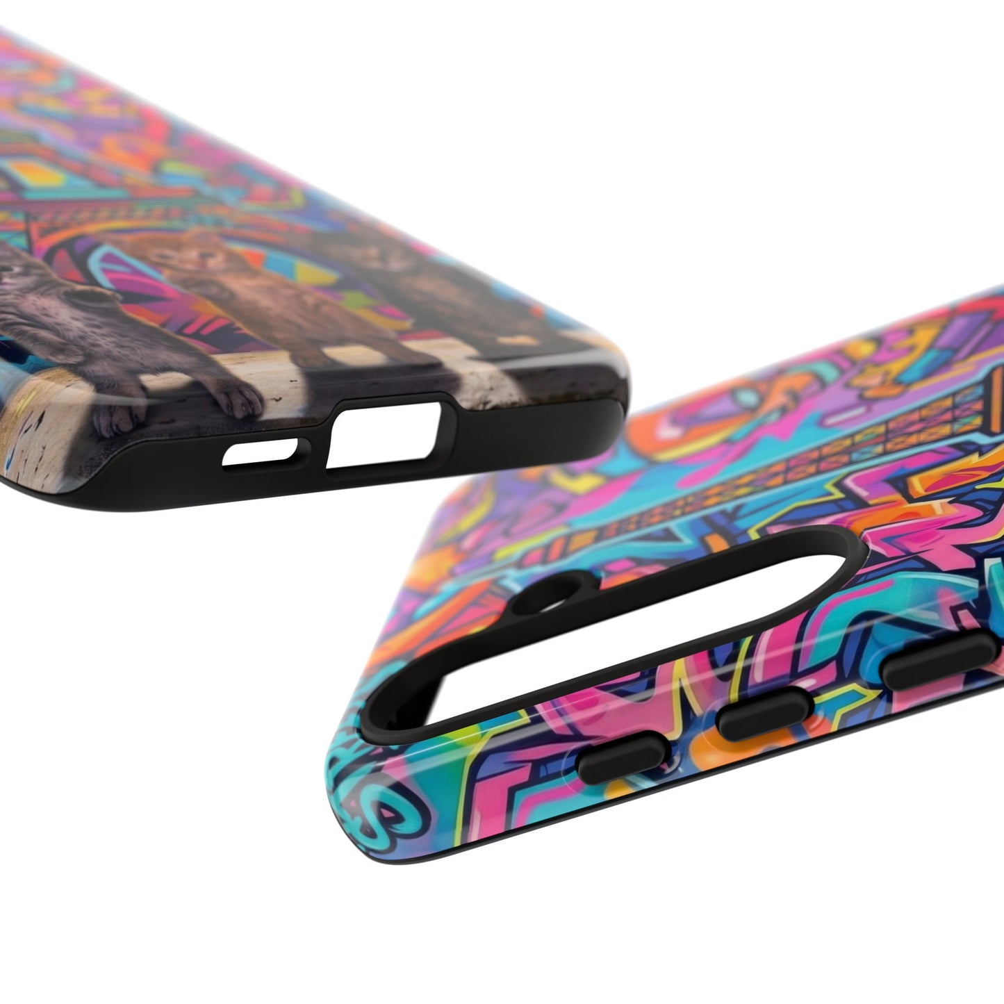 Cat Graffiti Eiffel Phone Case — Colorful Urban Parisian iPhone Cover