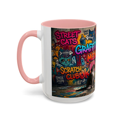Graffiti Meow Squad Accent Coffee Mug — Cute Kittens ‘Purr-ject’ Street Art Design (11/15oz)