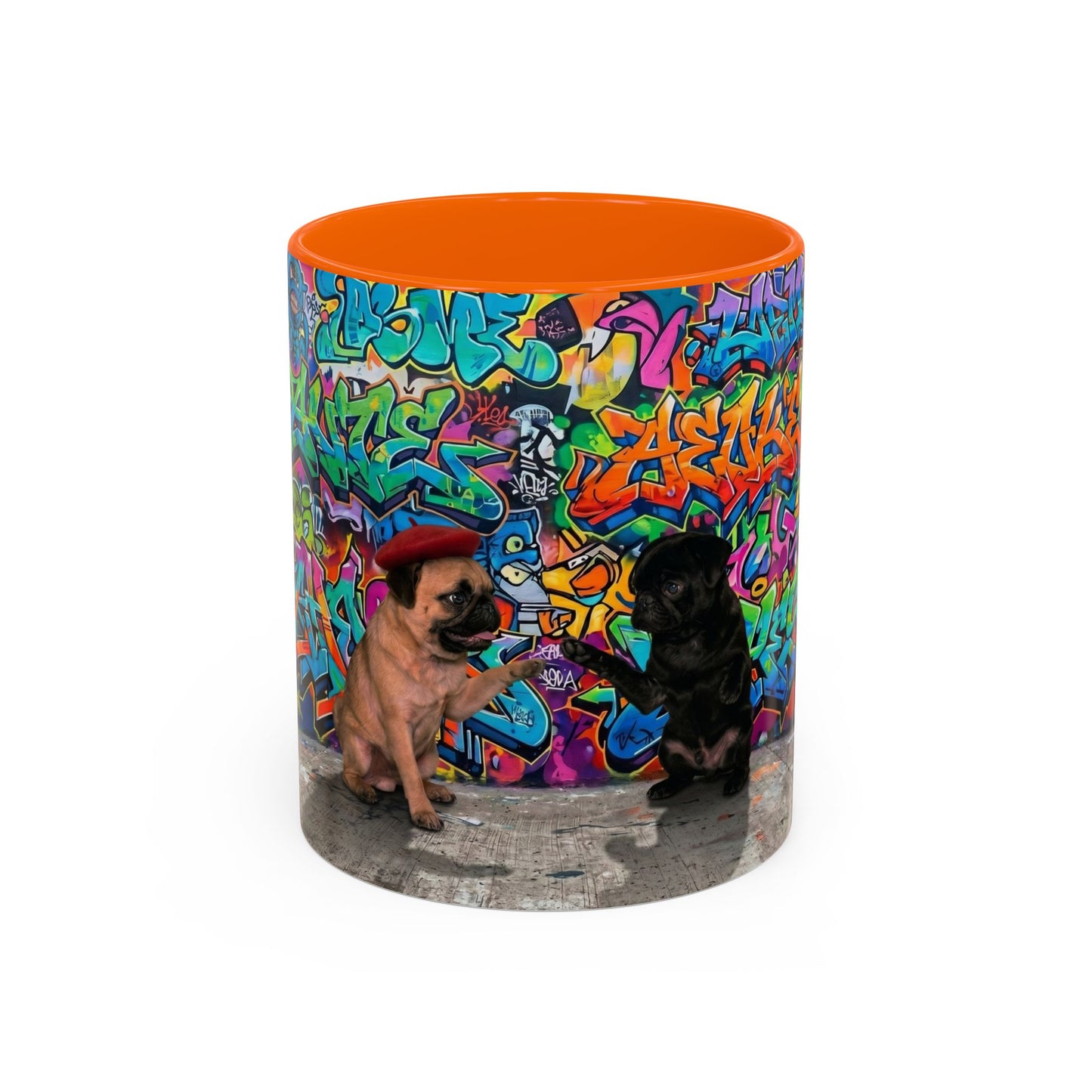 Graffiti Pug Coffee Mug — Colorful Street Art Accent Mug (11/15oz)