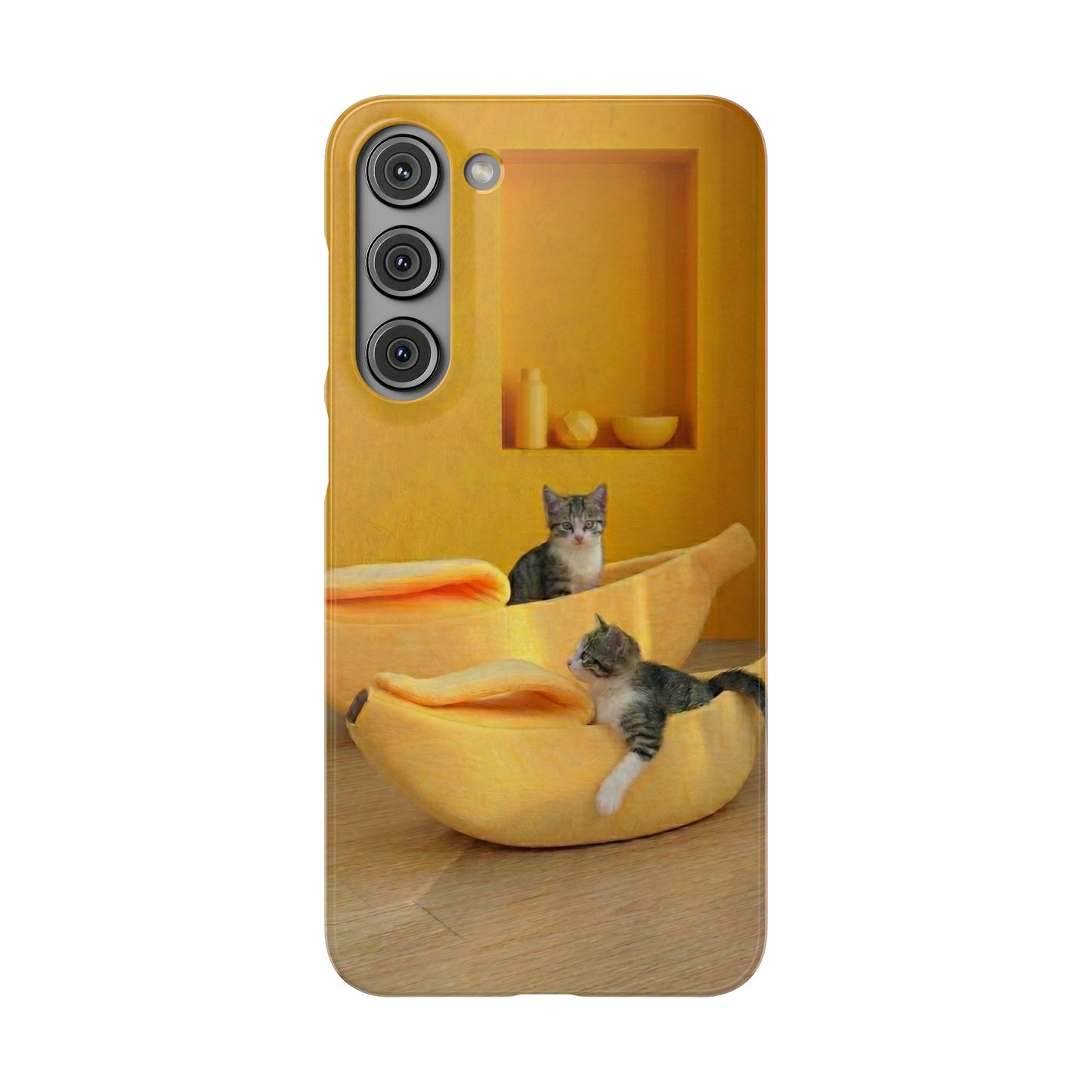 Cat Cozy Phone Case – Cute Kittens in Yellow Living Room Snap Case
