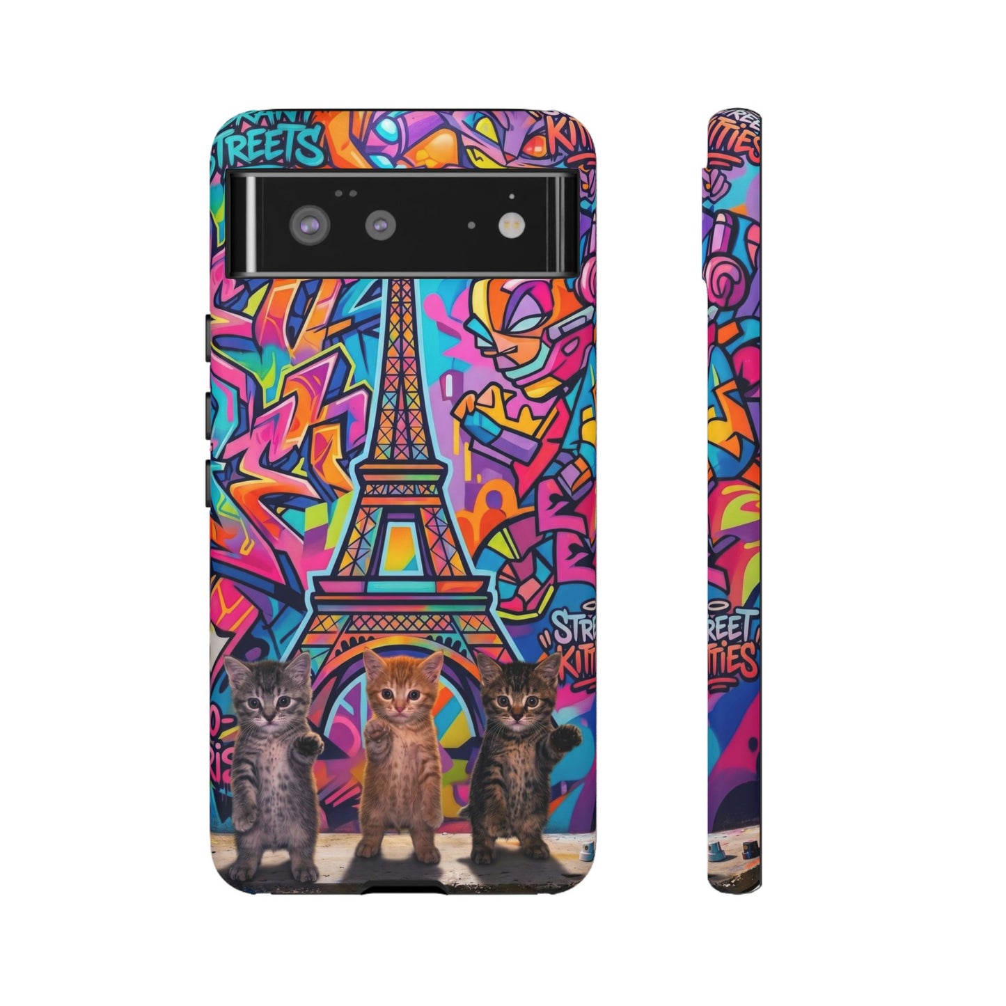 Cat Graffiti Eiffel Phone Case — Colorful Urban Parisian iPhone Cover