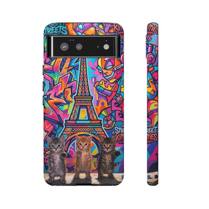 Cat Graffiti Eiffel Phone Case — Colorful Urban Parisian iPhone Cover
