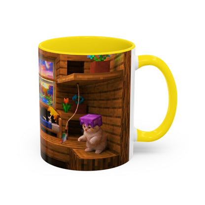 Cozy Cat Tree Accent Coffee Mug — Cute Kitten Window Scene (11/15 oz)
