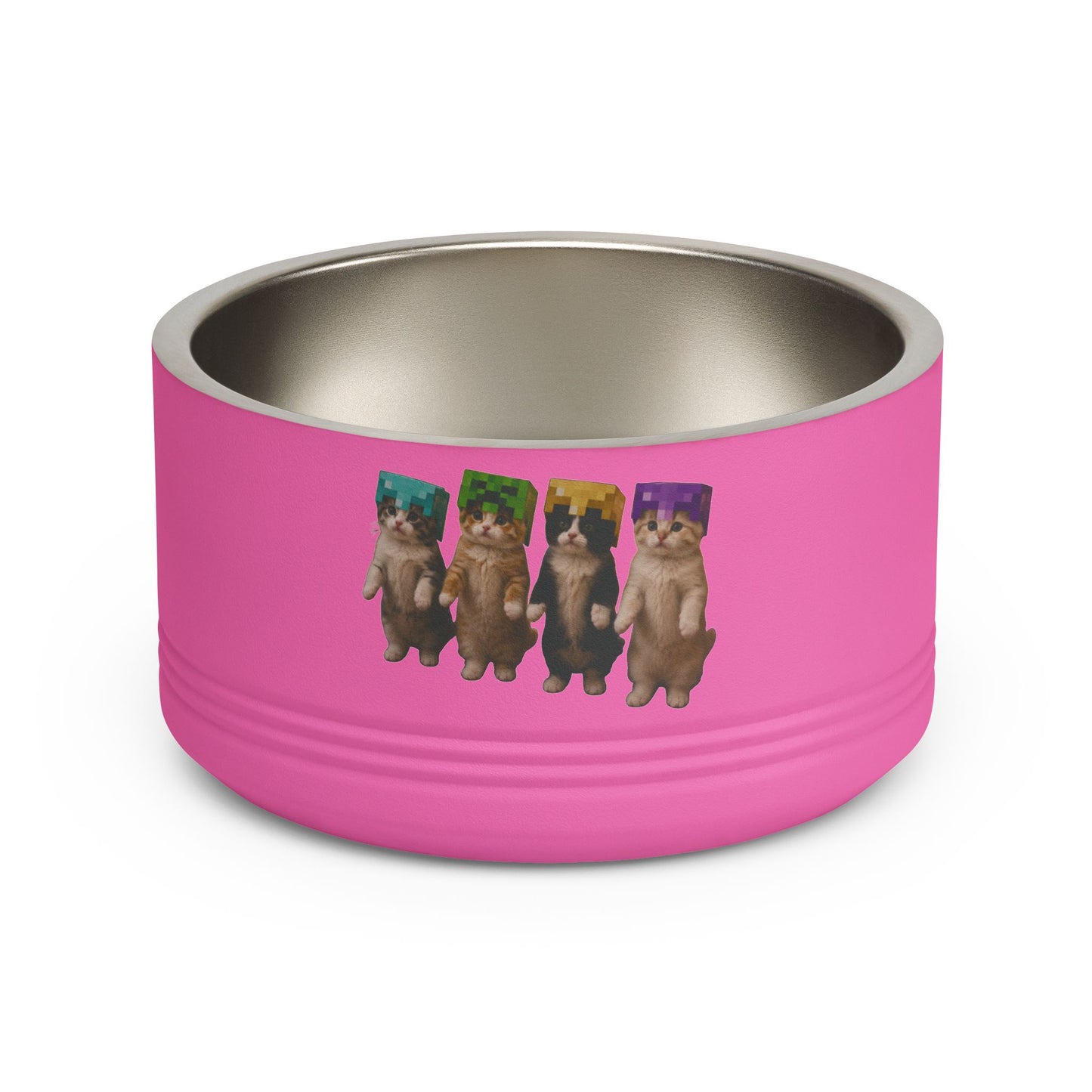 Cute Dancing Kittens Minecraft Helmet Stainless Pet Bowl (18 oz)