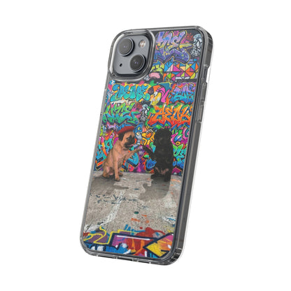 Clear Phone Case — Colorful Graffiti Pugs Design