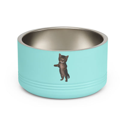 Cute Standing Kitten  Stainless Steel  Pet Bowl  18oz