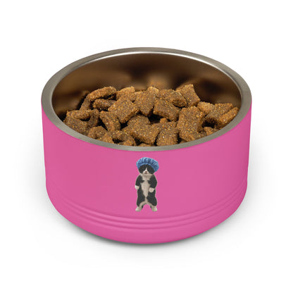 Cute Cat with Blue Shower Cap Pet Bowl  (18 oz)