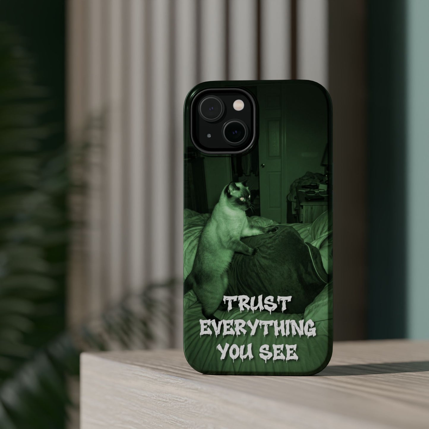 Phone Case 'Trust Everything You See' Green Dog Photo Magnetic Impact-Resistant Case