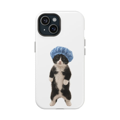 Cute Cat in Shower Cap Magnetic Impact-Resistant Phone Case